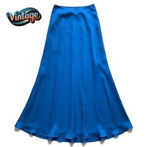 Vintage 90s Skirt Laura K Royal Blue A-Line Maxi Chiffon | AU 10 US 8-10